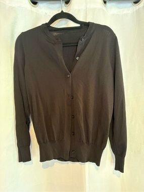 Classic Black Button-Front Cardigan